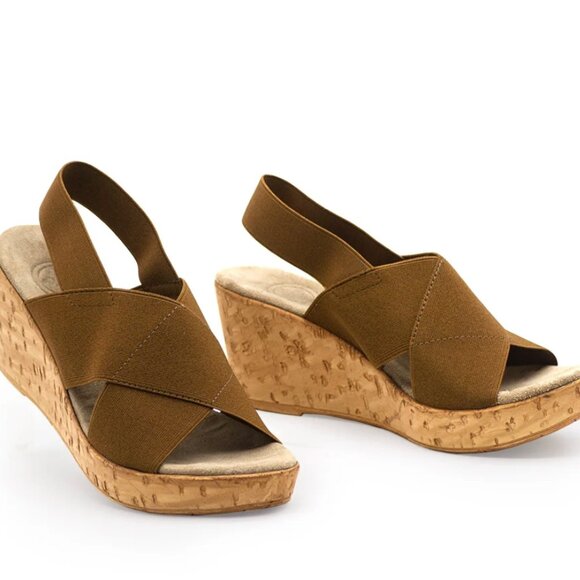 CHARLESTON SHOE CO. Tan Wedge Sandals - Picture 1 of 5
